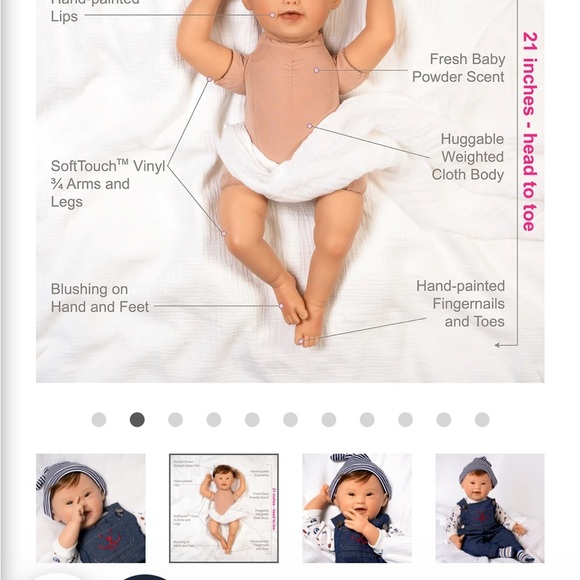 Paradise Galleries Down Syndrome Awareness 21’ Inch Reborn Baby Noah - Picture 10 of 10
